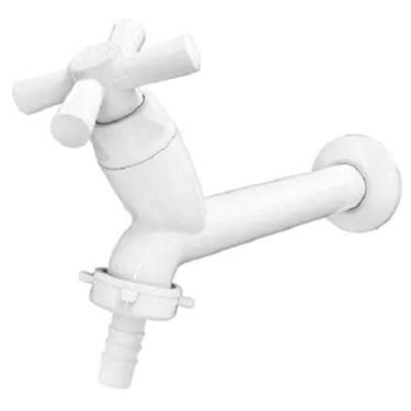 Imagem de Torneira para Tanque 10cm Bico Mangueira Cross 1/2''-3/4'' Branca - 300000455 - TIGRE - Torneira para Tanque 10cm Bico Mangueira Cross 1/2''-3/4'' Branca - 300000455 - TIGRE