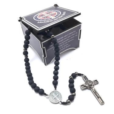 Imagem de Terço São Bento Preto Fosco Com Caixinha Estampada