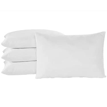 Imagem de Kit 10 Fronhas Branca Algodão Percal 150 Fios Para Travesseiros