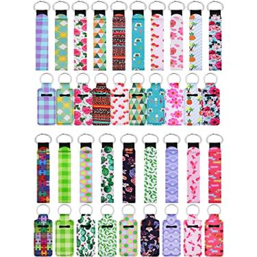 Imagem de Patelai Conjunto de 40 porta-batons e pulseira de neoprene, inclui 10 porta-batons e 10 cordões de pulso para mulheres, acessórios de bolsa, presentes de formatura