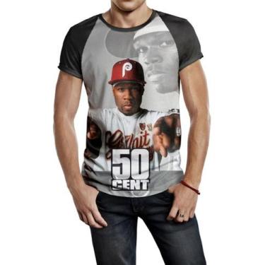Imagem de Camiseta Raglan Masculina Rapper 50 Cent Smoke