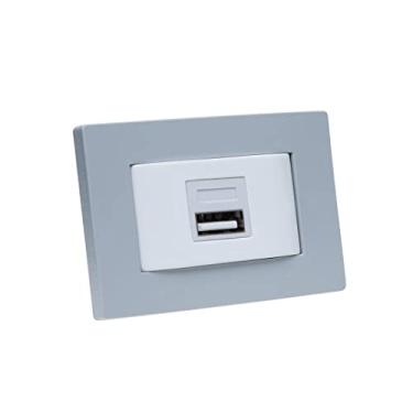 Imagem de Espelho de Tomada Simples Reto com 1 USB 3A COR:CINZA