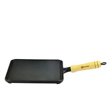 Imagem de Chapa de Ferro Quadrada 22x22 cm com cabo de Madeira