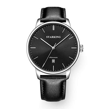 Imagem de Relógio masculino de pulso masculino Starking Top Brand Luxury Automatic TM0915 de couro masculino casual à prova d'água e à prova d'água..., Preto