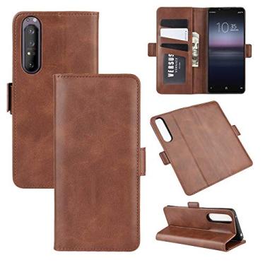 Imagem de HONGYAN Capa de telefone Para Sony Xperia 1 II Buckle Magnético Dual-Lado Estojo de Couro Flip Horizontal com suporte e Cartão Slots & Carteira Capa protetora