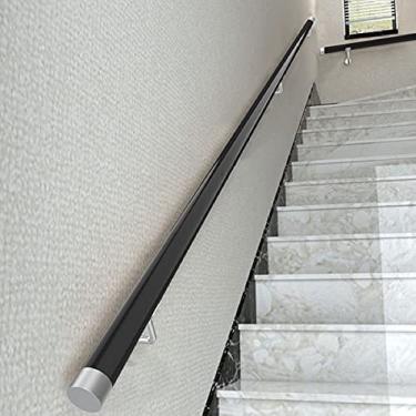Imagem de Kit Bannister de corrimão de escada para crianças com deficiência, suporte de trilho de mão de segurança montado na parede com aderência de aço inoxidável antiderrapante trilhos de escadas internas, preto, 0,8 m (2,6 pés), Collector88