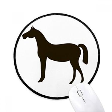 Imagem de DIYthinker Tapete de rato preto cavalo retrato animal desktop escritório tapete redondo para computador