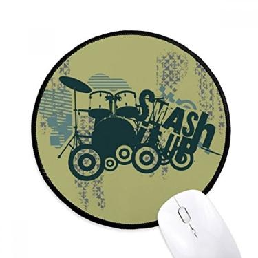 Imagem de Mouse pad de rua grafite padrão de música de bateria desktop escritório tapete redondo para computador