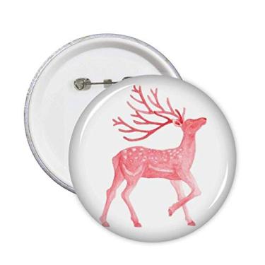 Imagem de IUCN Emblema de animais ameaçados de extinção vermelho sika cervo broche botão decoração acessório 5 peças