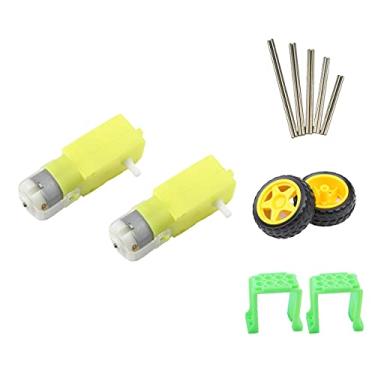 Imagem de CHANCS Kit de peças de roda do motor Gear DC 1: 120 Eixo único 2 peças 3-6V 5 pares de eixos de motor para veículo robótico