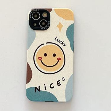 Imagem de Happy Lucky Yellow Smiley Phone Case para iPhone 13 Pro Max Case para iPhone11 12 XS XR Soft Shell personalizado, bege, para iphone 12