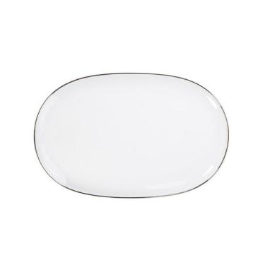 Imagem de Travessa Rasa Oval 28 Cm Porcelana Schmidt - Dec. Filetado Prata Itama