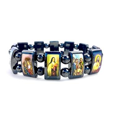 Imagem de Pulseira elástica magnética de hematita Luos Cultural Goods Religious Saints, hematita