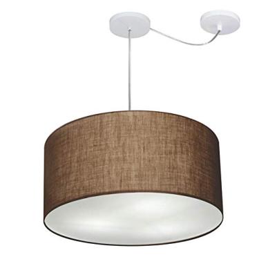 Imagem de Lustre Pendente com Desvio de Centro Cúpula Tecido 45x25 cm, Vivare Iluminação, Pendente4236 LC, Café, Médio