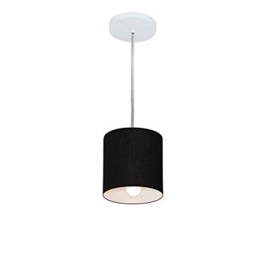 Imagem de Lustre Pendente Cilíndrico Cúpula Tecido 14x15 cm, Vivare Iluminação, Pendente4200 PR, Preto, Pequeno
