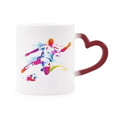 Imagem de Caneca sensível ao calor com estampa de atletas de futebol americano que muda de cor vermelha