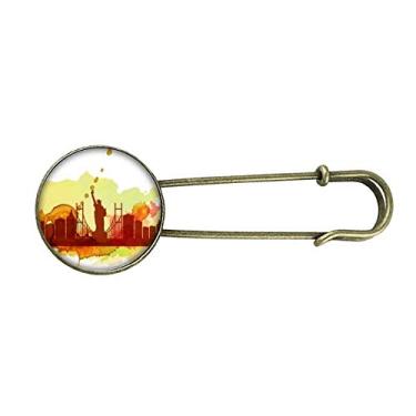 Imagem de USA America New York City Liberty Aquarela Retrô Broche de Metal Clipe Joias