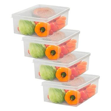 Imagem de Kit 4 Caixa Organizadora Grande para Frutas Verduras Com Tampa Transparente