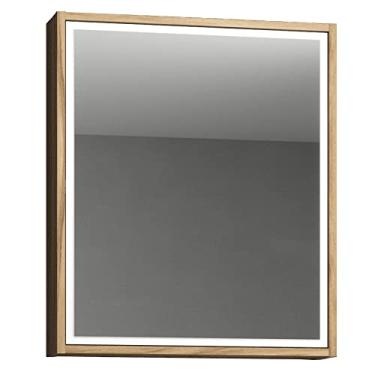 Imagem de Armário Aéreo Para Banheiro 60cm 01 Porta Com Espelho Gael B06 Branco Nogal - Lyam Decor