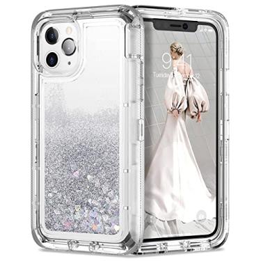 Imagem de Capa Glitter Dynamic Quicksand para iPhone 13 12 11 Pro Max XS XR X 8 6 S 7 Plus SE Cover 3 em 1 360 Shockproof Armor Phone Cases, Silver, para iPhone 12 Mini