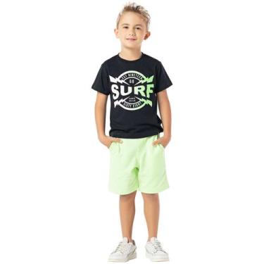 Imagem de Conjunto Roupa Infantil Verão Menino Bermuda E Camiseta Neon - Vrasalo