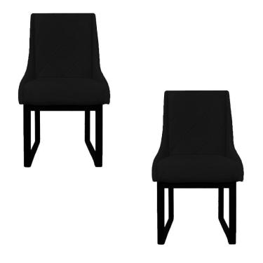 Imagem de Kit 02 Cadeiras Para Sala De Jantar Lizz Base De Ferro Veludo Preto