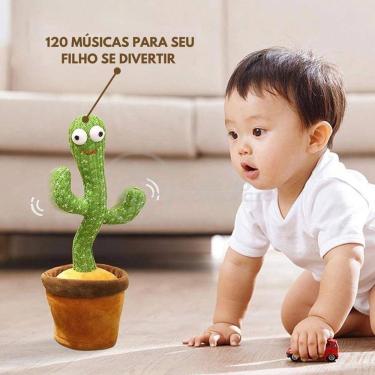 Imagem de Brinquedo Cacto Dançante Pelúcia 120 Músicas Fala Repete Usb