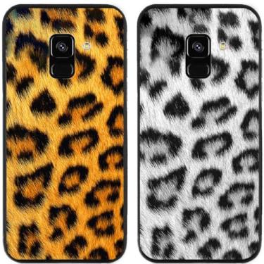 Imagem de 2 peças de capa de telefone traseira de silicone em gel TPU com estampa de leopardo legal para Samsung Galaxy (Galaxy A5 2018 / A8 2018)
