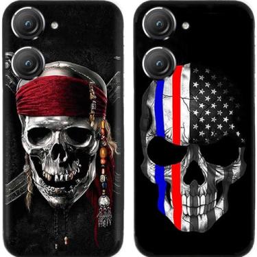 Imagem de 2 peças EUA caveira pirata TPU gel silicone capa de telefone traseira para Asus Zenfone 8/9/10 (Asus Zenfone 9)