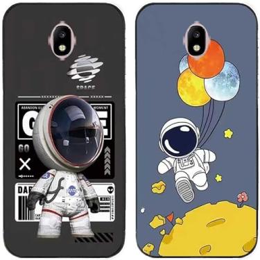 Imagem de 2 peças fashion astronauta impresso TPU gel silicone capa de telefone traseira para Samsung Galaxy todas as séries (Galaxy J7 Pro 2017 J730)
