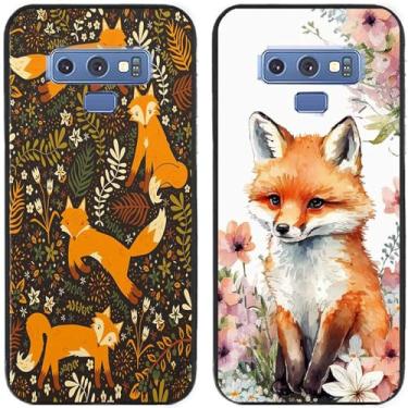 Imagem de 2 peças de capa de telefone traseira com estampa de raposa em flor TPU gel silicone para Samsung Galaxy All Series (Galaxy Note 9)