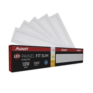 Imagem de Painel Led Avant Retangular 18w 10x60cm Embutir 6500k 5 Un.