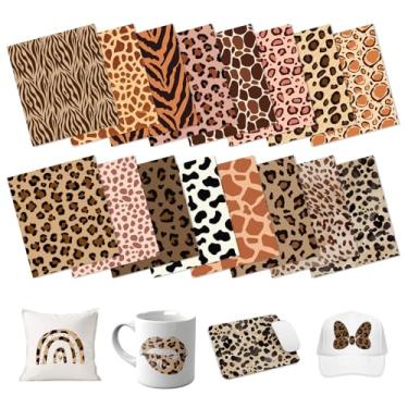 Imagem de HTVSTD Papel de tinta de transferência de sublimação leopardo – 16 folhas 30,5 x 25,4 cm, papel de transferência de sublimação para copos, camisetas, canecas, folhas de transferência de sublimação DIY