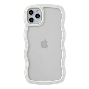 Imagem de Caseative Linda moldura ondulada à prova de choque macia compatível com capa para iPhone (branca, iPhone 11 Pro Max)