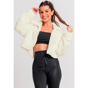 Imagem de Casaco Flanelado Feminino Jaqueta Cropped Teddy Peluciado Mvb Modas-Feminino