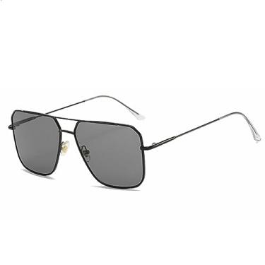 Imagem de Óculos de sol clássicos quadrados grandes, masculino, feminino, armação de metal, gradiente, luxo, uv400, c03, preto, tamanho único