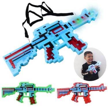 Imagem de Arma de Brinquedo Pixel com Luzes e Sons, 40 cm, Plástico, Cores Sortidas