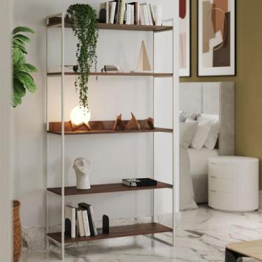 Imagem de Estante Industrial Multiuso Guaecá 180x95 Branco/Imbuia - ASTURIAS