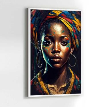 Imagem de Quadros Decorativos com com Moldura Mulher Africana Preta Dourado Vert