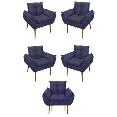 Imagem de Kit 05 Poltrona Opala Sofá Sala, Quarto, Escritório Suede - B BALAQUI 