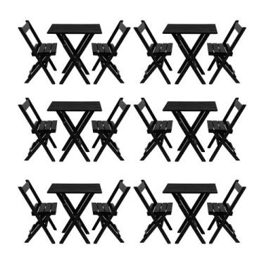 Imagem de Kit 6 Jogos De Mesa Aparador Bar Dobrável Com 2 Cadeiras Em Madeira Ma