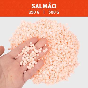 Imagem de Meia Pérola Irisada Salmão - 129 - Pacote com 500/250 Gramas  - 06 mm 