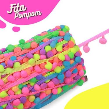 Imagem de Fita Pompom Multicolorido Leitoso 30mm Rolo Com 25 Metros - Nybc