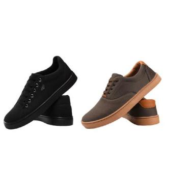 Imagem de 2 Pares Sapatênis Casual Masculino Moderno - SAPATOWAY, Marrom, 42
