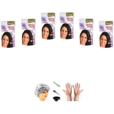 Imagem de Divina Dama Hene em Gel Preto Medio 06x180gr Jaborandi Pouch + Kit Inc
