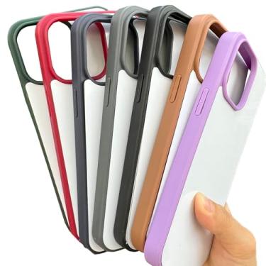 Imagem de JUSTRY Capa de telefone em branco com sublimação de 5 peças projetada para iPhone 15, 6,1 polegadas, borracha macia + inserção de alumínio fosco, impressão personalizada, capa protetora antiderrapante