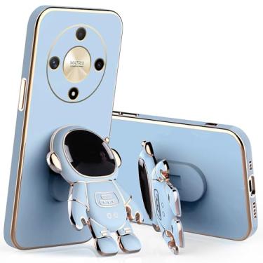 Imagem de Anlalish Capa de silicone compatível com Honor Magic 6 Lite com suporte de astronauta, capa para celular Honor Magic 6 Lite Funda Slim Plating Proteção da câmera à prova de choque (azul)