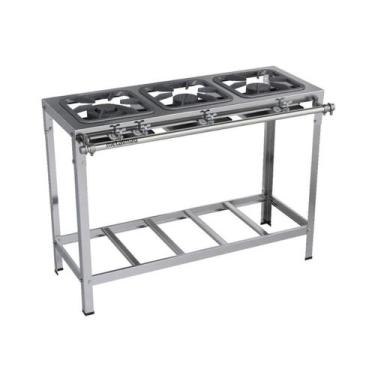 Imagem de Fogão Industrial 3 Bocas 30x30 Inox Top Metalmaq