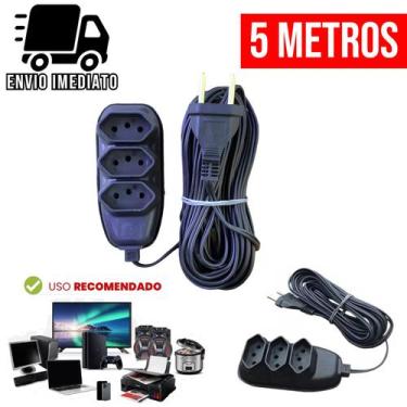 Imagem de Extensão Elétrica com 3 Tomadas Bivolt 110v 220v Tripolar Alexa Compac