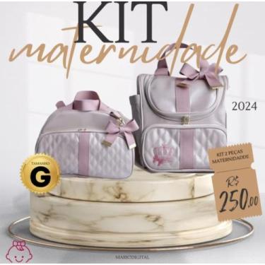 Imagem de Kit de Bolsa e Mochila Maternidade Coroa Lisa G - Bege - Emily Baby, B
